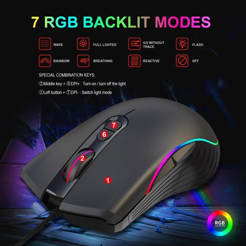 Glowing Wired Gaming Mouse with High Precision and Stylish Design
