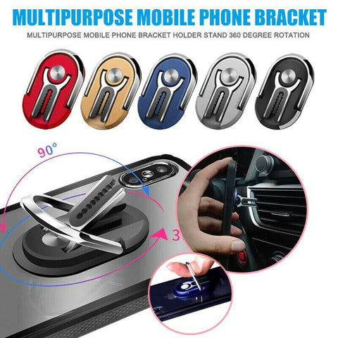 Universal Mobile Phone Holder with Air Vent Mount and 360° Rotating Finger Ring Stand